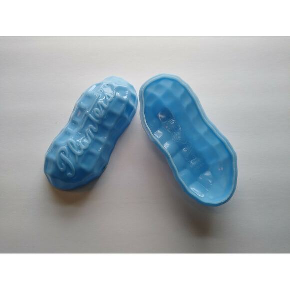 Mr Peanut Hard Plastic Nut Shaped Candy Container Planters Embossed Blue 1950s - Picture 2 of 12